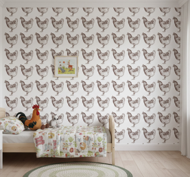 Papier peint chambre enfant design poule original - TenStickers
