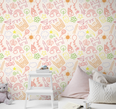 Papier peint chambre enfant gribouillis d'enfance - TenStickers
