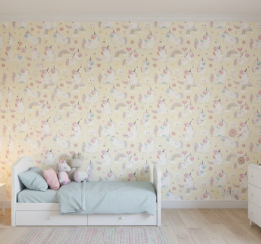 Papier peint chambre enfant licornes au pays des merveilles - TenStickers