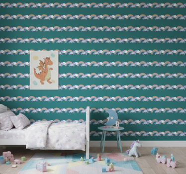 Papier peint chambre enfant licornes et arcs-en-ciel - TenStickers