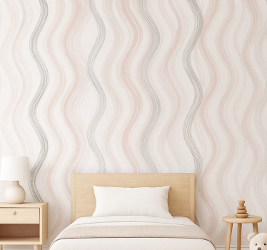 Papier peint chambre enfant lignes aquarelle rose et gris - TenStickers