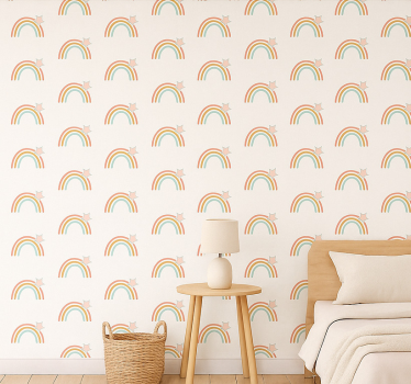 Papier peint chambre enfant motif arc-en-ciel simple - TenStickers