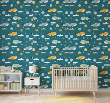 Papier peint chambre enfant motif baleine tendance - TenStickers