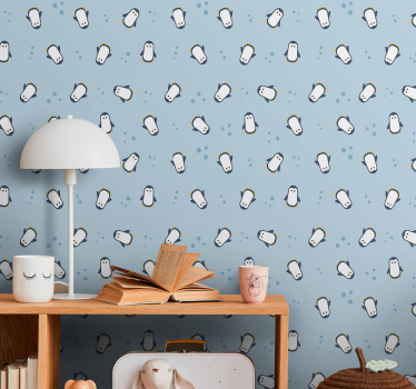Papier peint chambre enfant motif de pingouin ludique - TenStickers