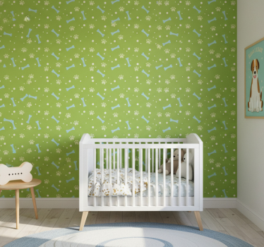 Papier peint chambre enfant motif empreintes de pattes - TenStickers