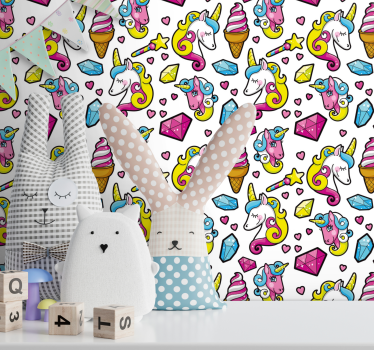 Papier peint chambre enfant motif fantaisie de licorne - TenStickers