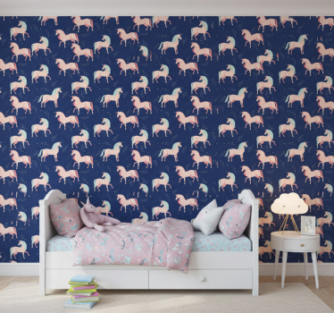 Papier peint chambre enfant motif licornes enchantées - TenStickers