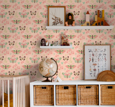 Papier peint chambre enfant motif papillons roses - TenStickers