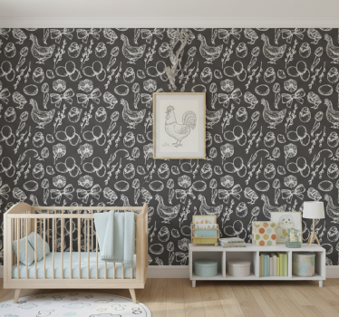 Papier peint chambre enfant motifs de poules charmantes - TenStickers