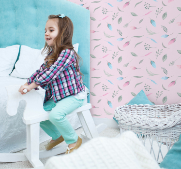 Papier peint chambre enfant motifs floraux roses - TenStickers