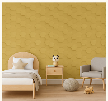Papier peint chambre enfant nid d'abeille doré réaliste - TenStickers