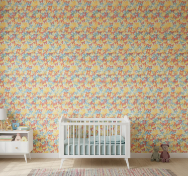 Papier peint chambre enfant orange, jaune et bleu - TenStickers