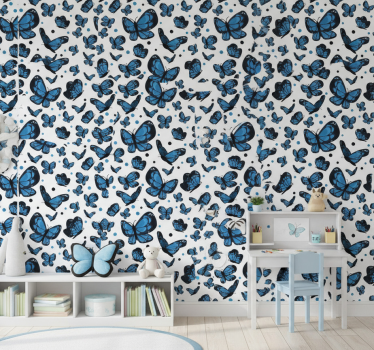 Papier peint chambre enfant papillon bleu - TenStickers