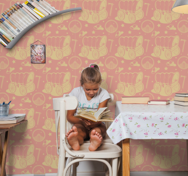 Papier peint chambre enfant cow-boy et chariots - TenStickers