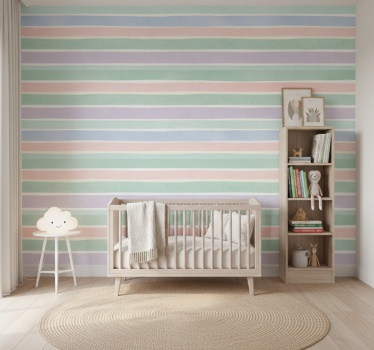 Papier peint chambre enfant rayures douces colorées - TenStickers