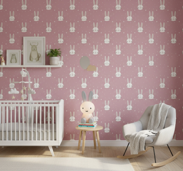 Papier peint chambre enfant visages de petits lapins - TenStickers