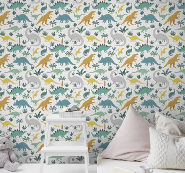 Papier peint dinosaures avec des arbres - TenStickers