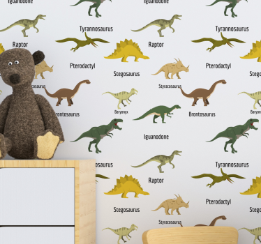 Papier peint dinosaures réalistes avec des noms - TenStickers