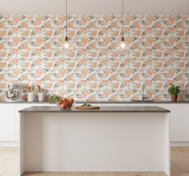 Papier peint cuisine arrangement floral pêche - TenStickers