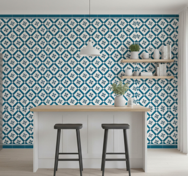 Papier peint cuisine bleu hydraulique - TenStickers