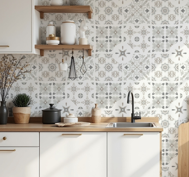 Papier peint cuisine carreaux de mosaïque gris - TenStickers