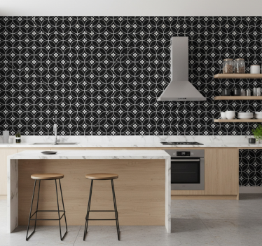 Papier peint cuisine carreaux fleuris - TenStickers