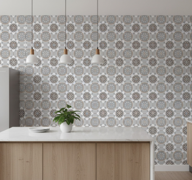 Papier peint cuisine carreaux fleuris au sol - TenStickers