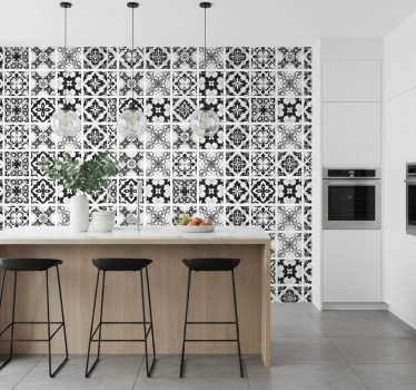 Papier peint cuisine carreaux noir et blanc - TenStickers