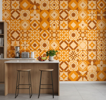 Papier peint cuisine carreaux rustiques - TenStickers