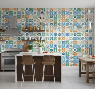 Papier peint cuisine carrelage en porcelaine mixte - TenStickers