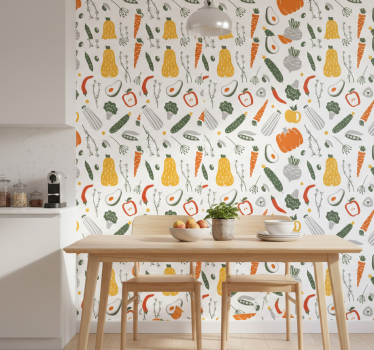 Papier peint cuisine collection de légumes colorés - TenStickers