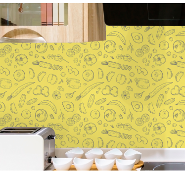 Papier peint cuisine croquis fructueux - TenStickers