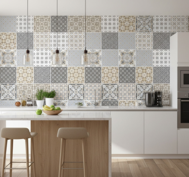 Papier peint cuisine effet carrelage marocain - TenStickers