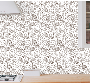 Papier peint cuisine ensemble à motifs de café - TenStickers