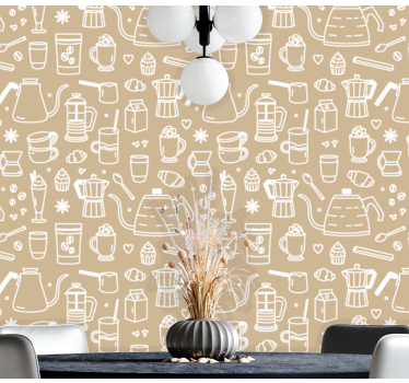 Papier peint cuisine ensemble de motifs de café - TenStickers