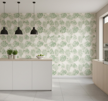 Papier peint cuisine feuilles botaniques tropicales - TenStickers