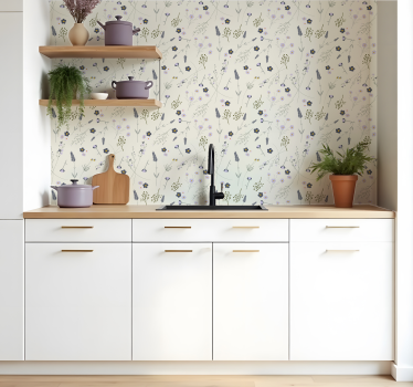 Papier peint cuisine fleur sauvage violette - TenStickers