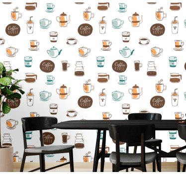 Papier peint cuisine illustration de motif de café - TenStickers