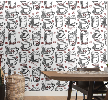 Papier peint cuisine illustration sur le thème du café - TenStickers