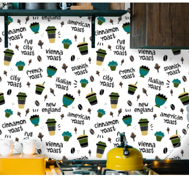 Papier peint cuisine modèle de torréfaction du café - TenStickers