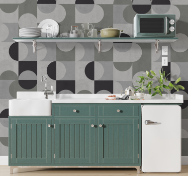 Papier peint cuisine motif abstrait tons gris - TenStickers