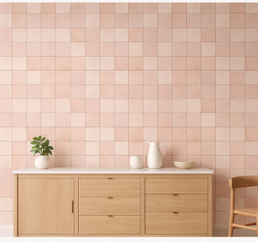 Papier peint cuisine motif carreaux roses - TenStickers
