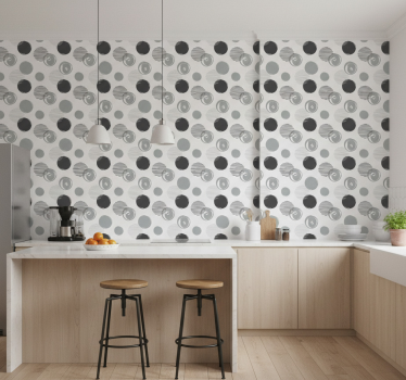 Papier peint cuisine motif cercles gris - TenStickers