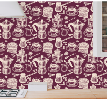 Papier peint cuisine motif de café - TenStickers