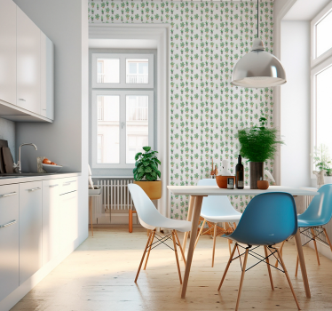 Papier peint cuisine motif de verdure en pot - TenStickers