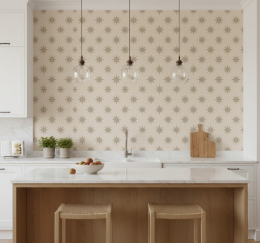 Papier peint cuisine motif étoilé beige - TenStickers