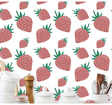 Papier peint cuisine motif fraise - TenStickers