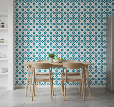 Papier peint cuisine motif géométrique bleu - TenStickers