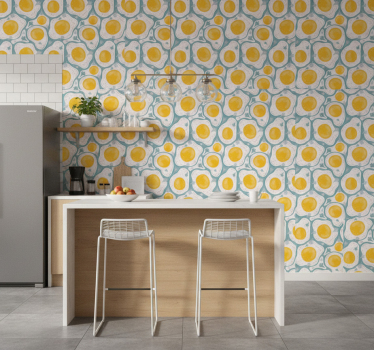 Papier peint cuisine motif œufs ensoleillés - TenStickers