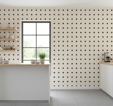 Papier peint cuisine motif pois beiges - TenStickers